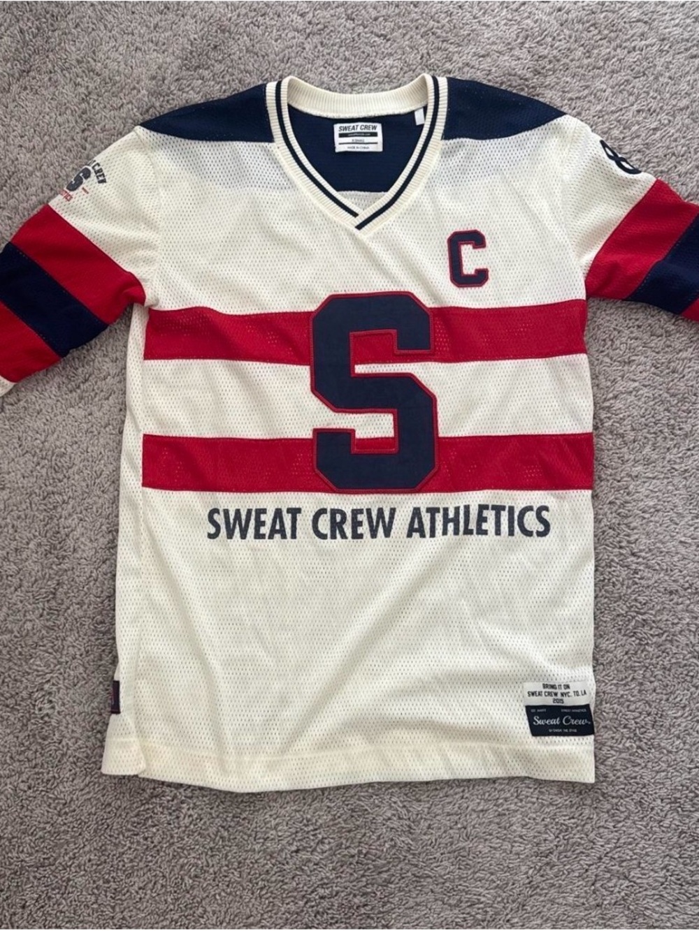 Women's Cream & Red Striped Jersey